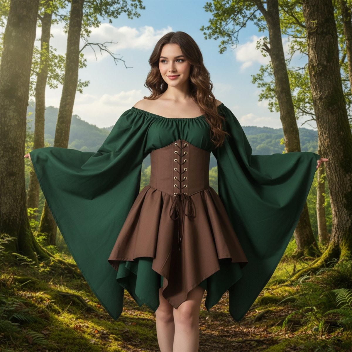 Women's Viking Medieval Dress | Renaissance Nordic Warrior Costume for LARP & Cosplay