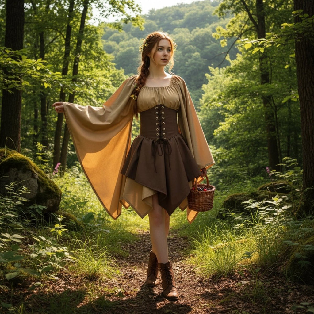 Women's Viking Medieval Dress | Renaissance Nordic Warrior Costume for LARP & Cosplay