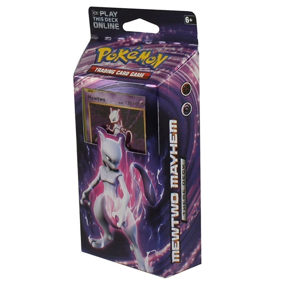 Pokemon XY Evolutions - Mewtwo Mayhem Theme Deck | Full Ready to Play Deck of 60 Cards | Includes Cracked Ice Holofoil version of Mewtwo Plus Deck Case, Chansey Metallic Coin & More
