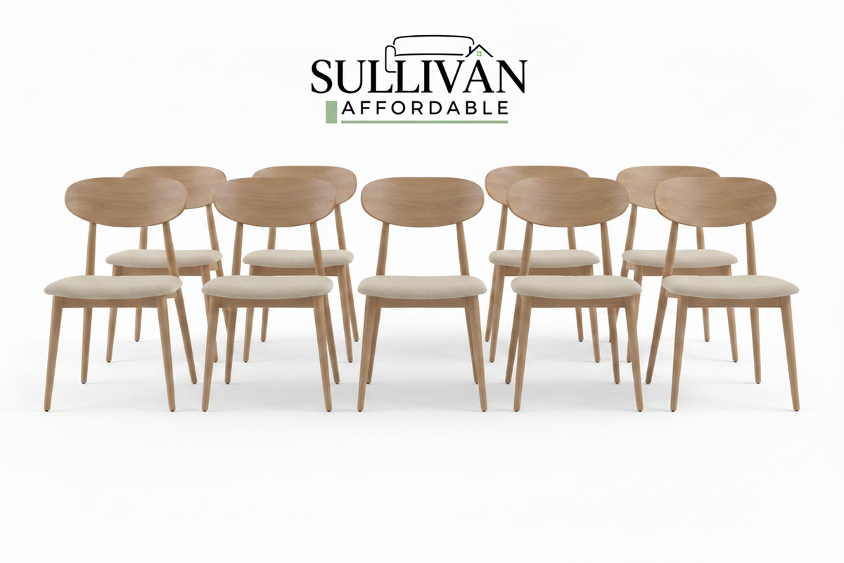 6-Piece Dining Chair Set – Upholstered Seat, Wood Legs
