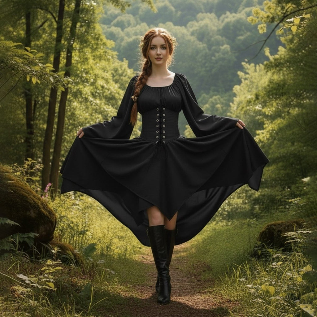 Women's Viking Medieval Dress | Renaissance Nordic Warrior Costume for LARP & Cosplay