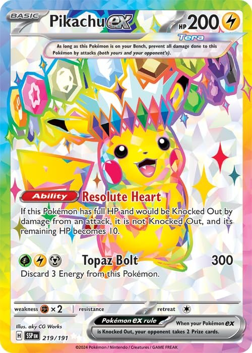 Pokemon - Pikachu ex 219/191 - Surging Sparks – Full Art Ultra Rare – Foil Card
