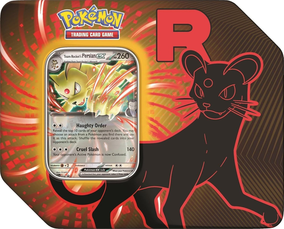 Pokemon Trading Card Game Team Rocket Collector Tin with 5 Booster Packs and Promo Card (Persian)