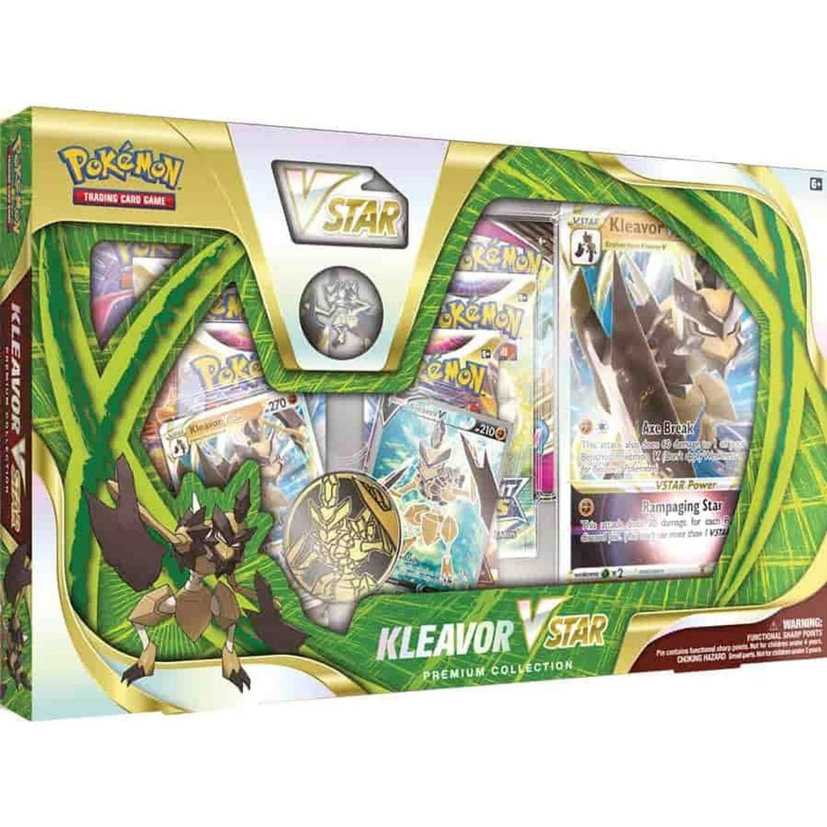 Pokémon TCG: Kleavor VSTAR Premium Collection (2 Etched Foil Promo Cards, 1 Foil Oversize Card & 5 Booster Packs)