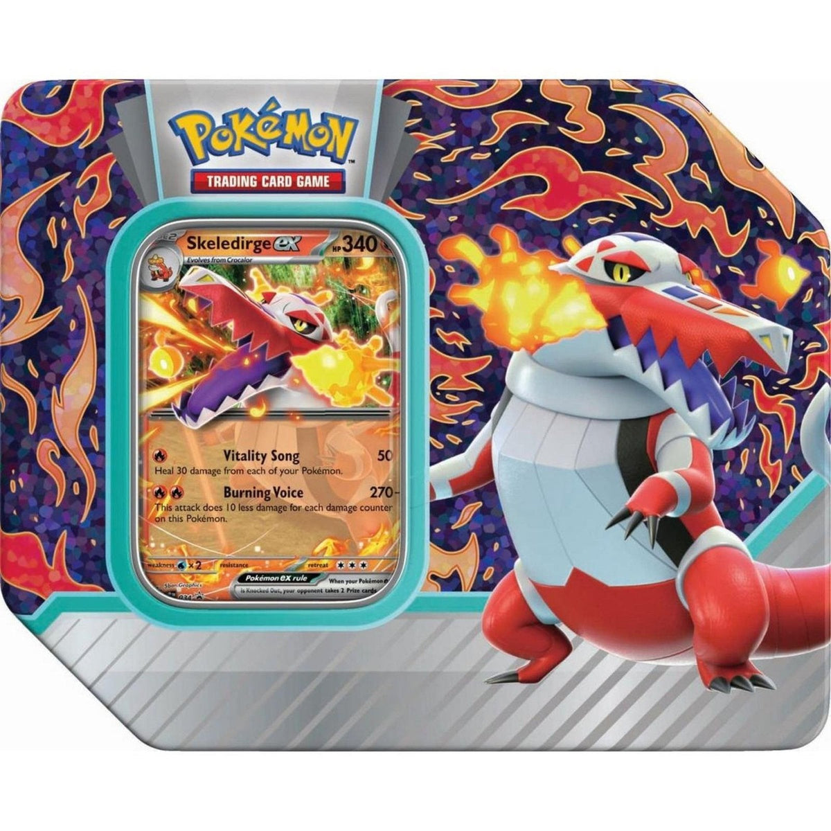 Pokemon TCG: Paldea Partners Skeledirge EX Tin - 5 Packs, Promos