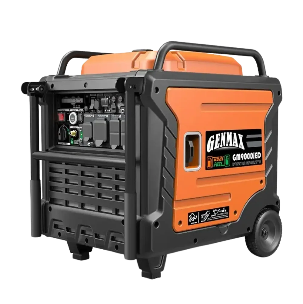 GENMAX GM9000iED Dual Fuel Inverter Generator – 9000W/7600W, 50A, Remote Start & CO Detect