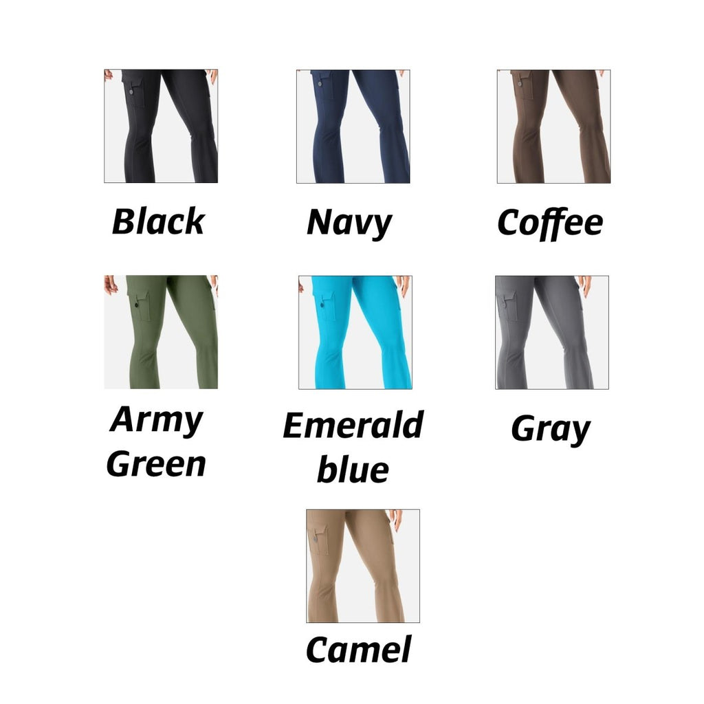 High-Waisted Flared Workout Pants with Pockets & Tummy Control