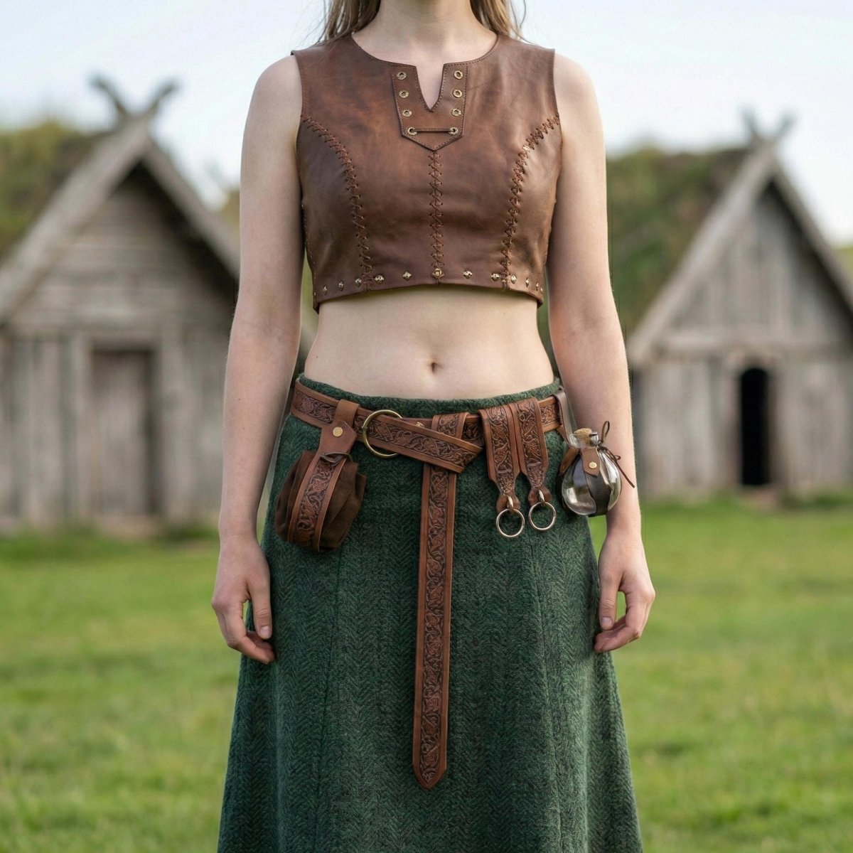 Medieval Viking Utility Belt with Pouch, Renaissance LARP Costume Accessory
