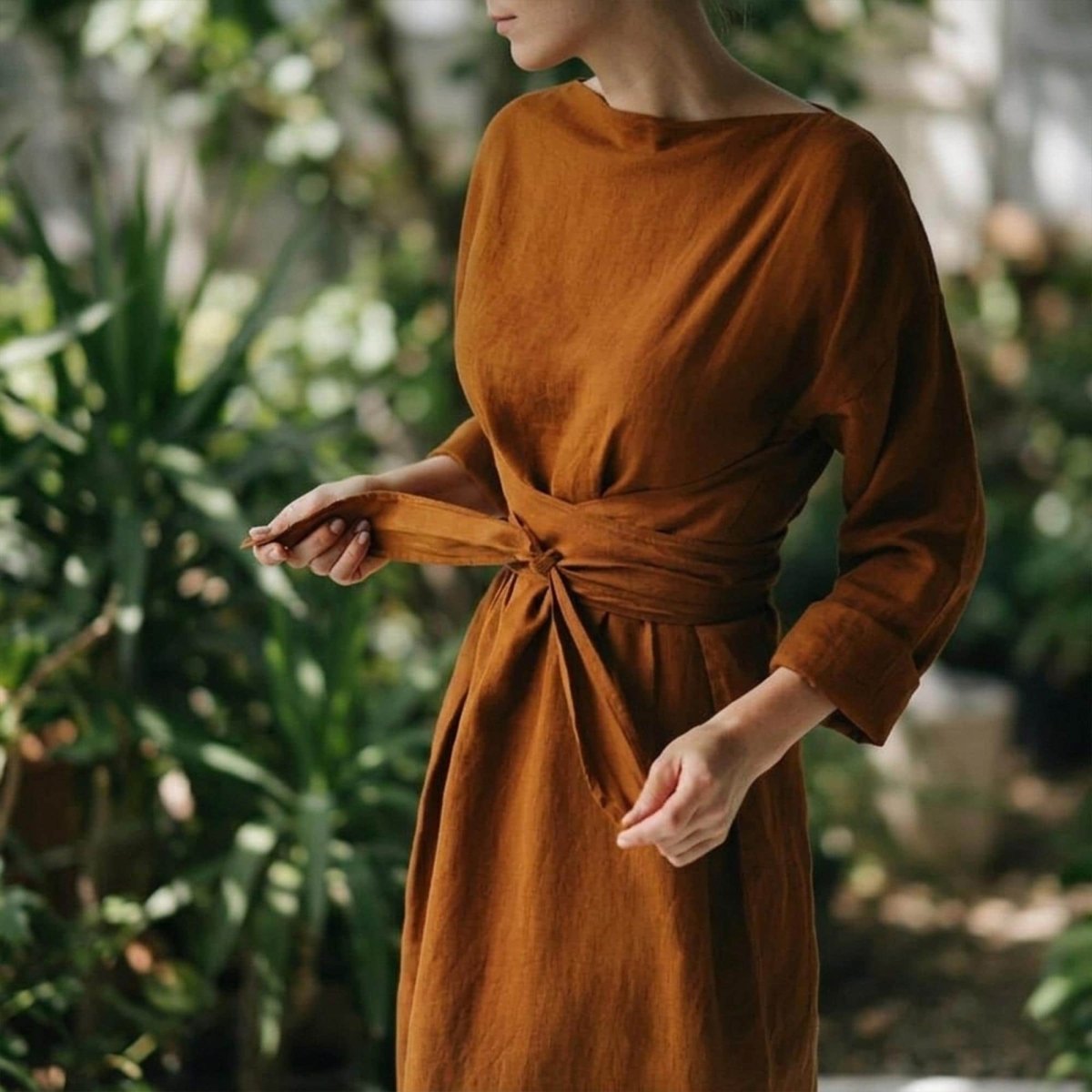 Wrap Linen Dress with Belt
