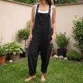 Women Linen Jumpsuit, Boho Relaxed Fit Overalls, Adjustable Strap Romper, Wide Leg Casual Outfit, Minimalist Clothing