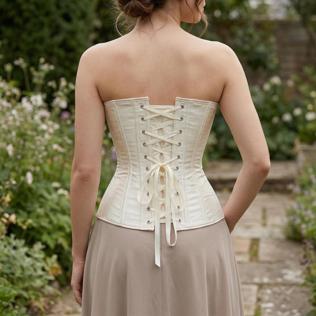 Silk Satin Corset Dress, Renaissance Body Shaping Gown, Medieval Cosplay Outfit