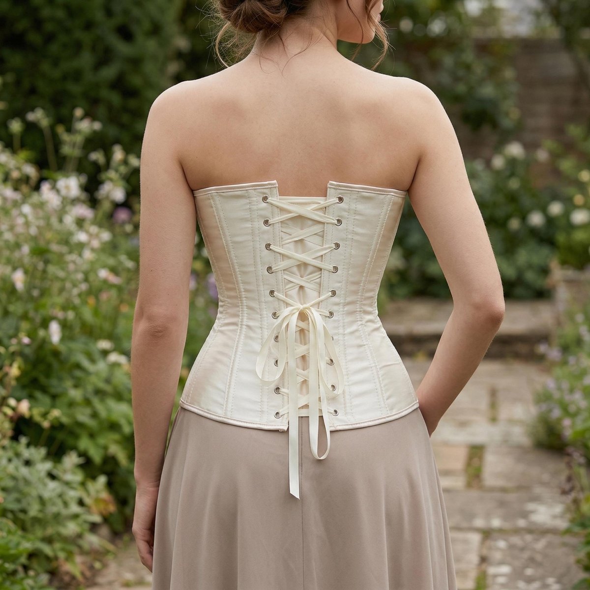 Silk Satin Corset Dress, Renaissance Body Shaping Gown, Medieval Cosplay Outfit