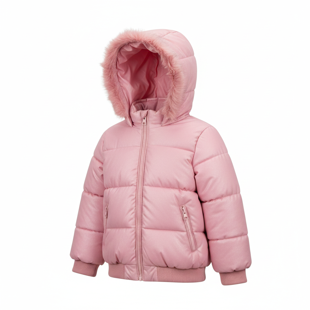 Girls Puffer Jacket - Pink Frost